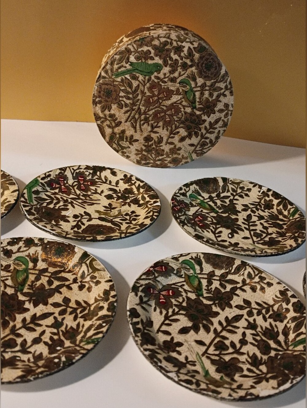 Vintage Set of Coasters alcohol Proof Papier Masche , Japanese